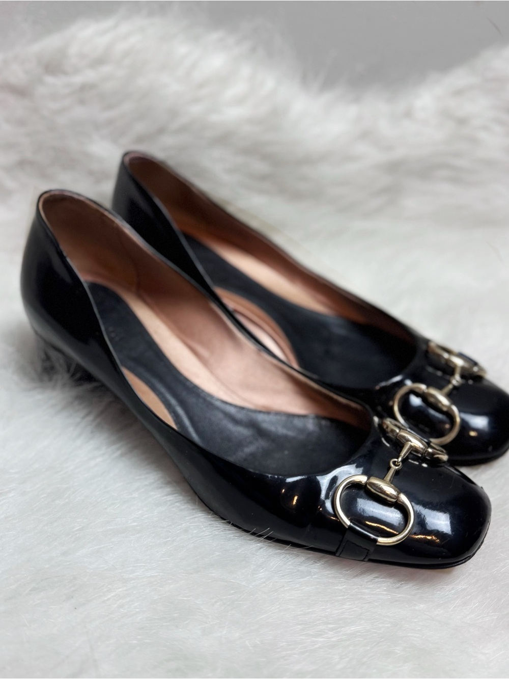 Vintage Gucci Horsebit Block Heel Patent Leather Pumps 6.5